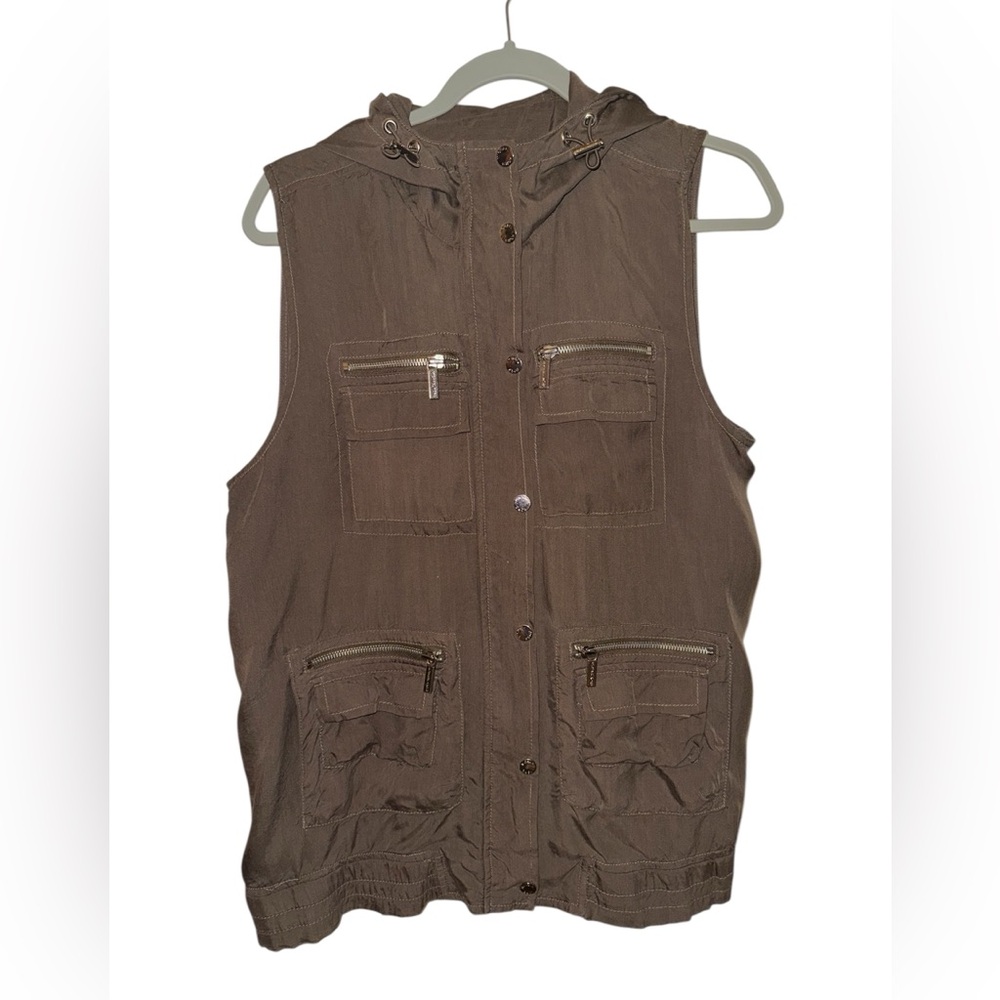 🤎Michael Kors Utility Vest | Hooded Cargo Style | Size Large